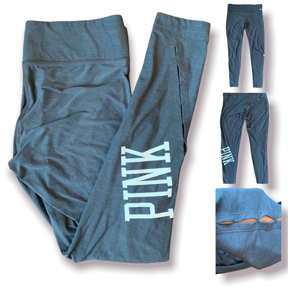 PINK by Victoria’s Secret Yoga grey and black soft leggings cut outs medium